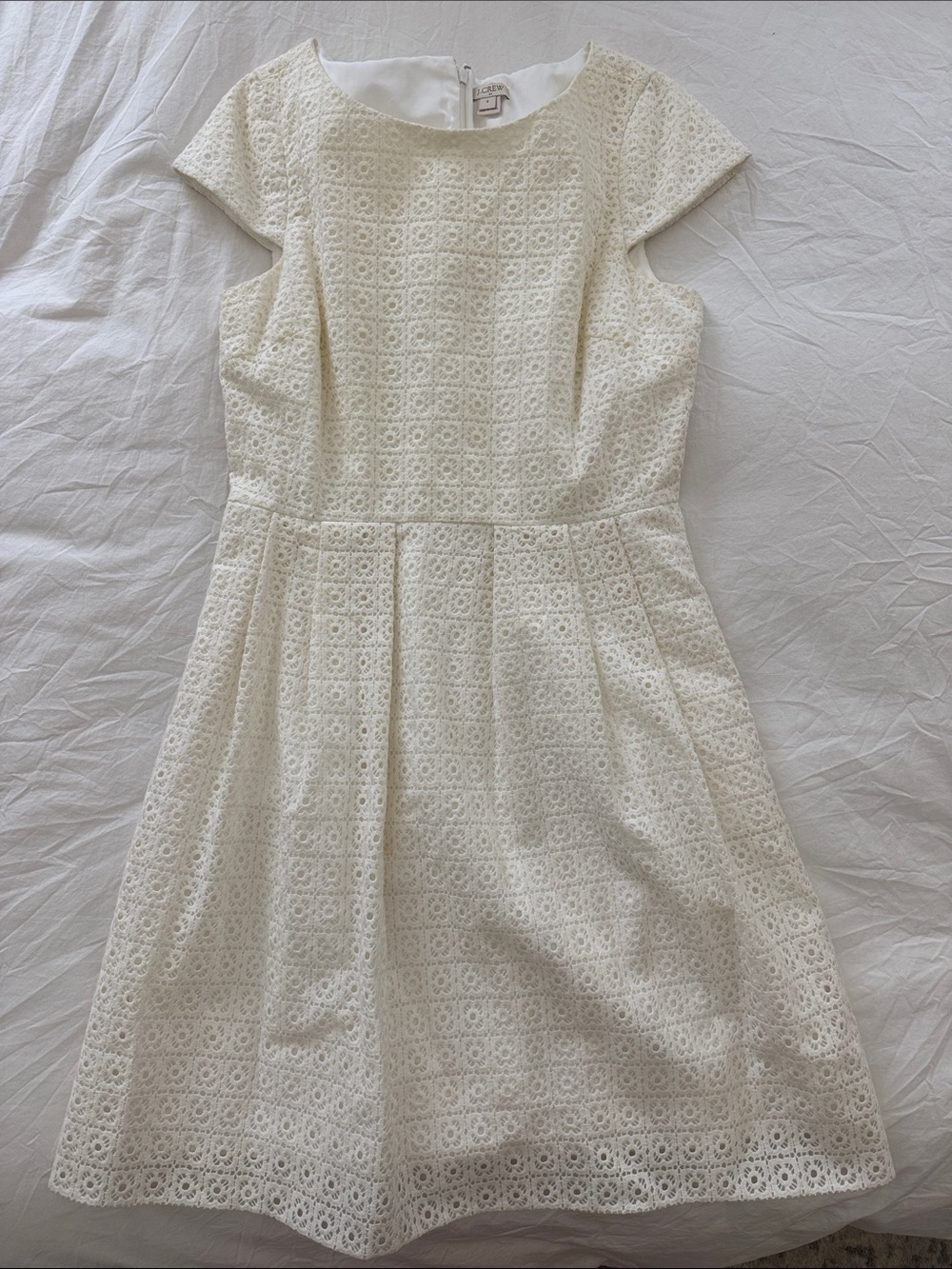 J. Crew Ivory Eyelet Midi Dress